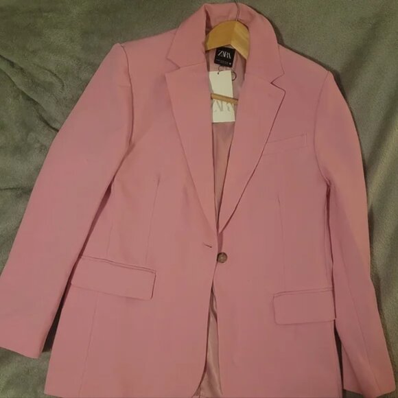 🔥🔥🔥Light Pink Zara Tailored blazer with shoulder pads - Picture 2 of 3